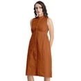 thumbnail image 1 of Moomaya Womens Solid Cotton Midi Dress, Sleeveless Summer Dress With Buttoned Closure, 1 of 8