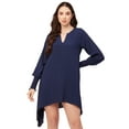 thumbnail image 1 of Moomaya Womens Solid Flared Dress Viscose Rayon Smocked Sleeves V Neck Summer Dress, 1 of 8