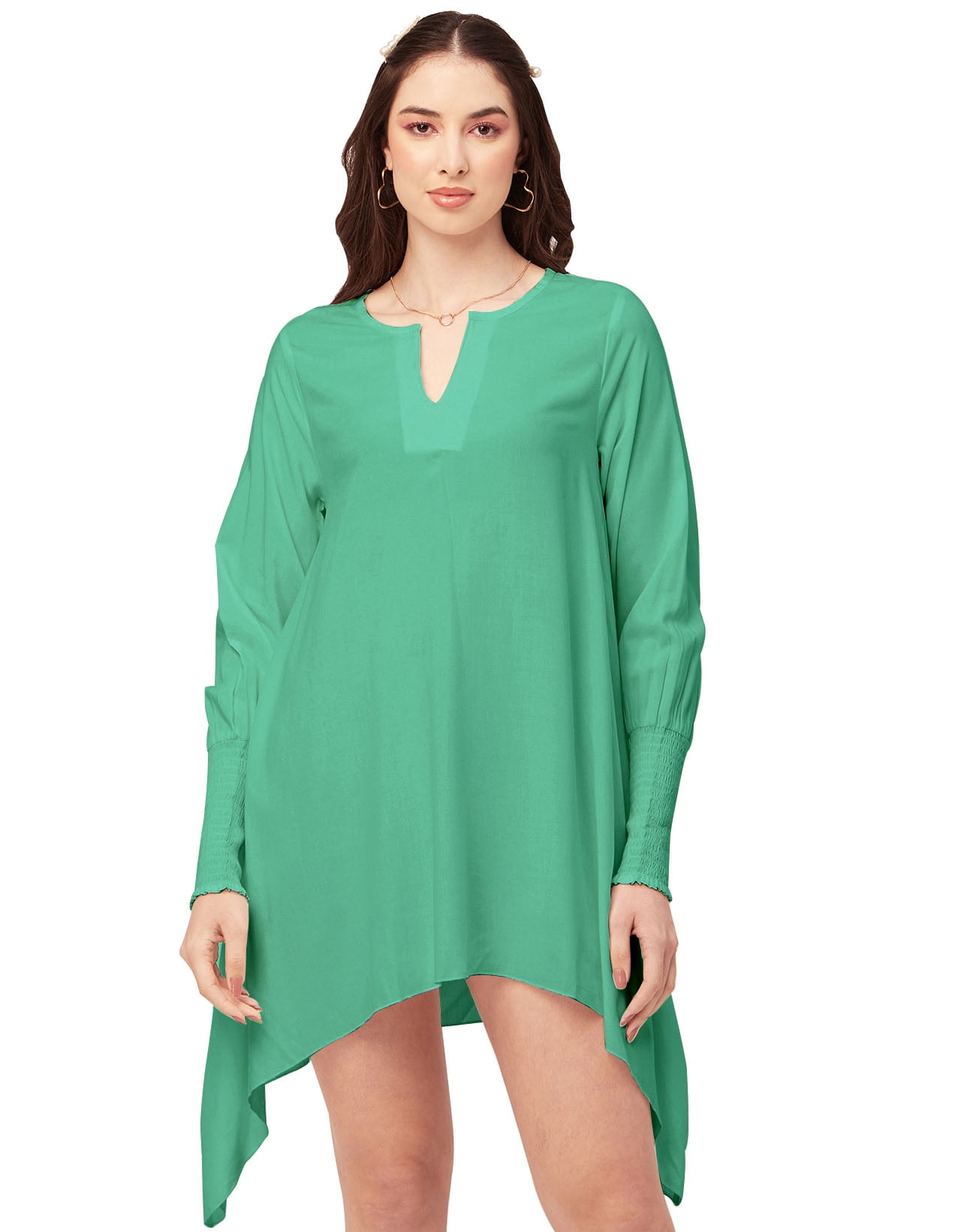 green emerald velvet dress Girl's Yellow Solid Flared Cotton Flared Dress main image 0