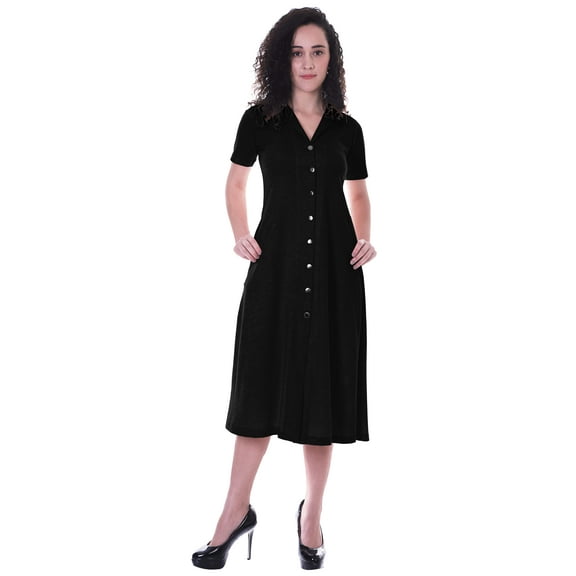 Moomaya Womens Solid Long Shirt Dress w/ Buttons Casual Loose Fit Tshrit Dresses