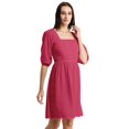 thumbnail image 1 of Moomaya Womens Solid Ruched Midi Dress, Smocked Style, Elbow Sleeves Dress, 1 of 8