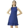 thumbnail image 1 of Moomaya Womens Solid Short Dress, Sleeveless Frilled Hem Round Neck Mini Dress, 1 of 8