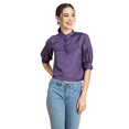 thumbnail image 1 of Moomaya Womens Solid Top, Quarter Sleeves Formal Top Ruffled Button Placket, 1 of 9