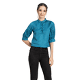 thumbnail image 1 of Moomaya Womens Solid Top, Quarter Sleeves Formal Top Ruffled Button Placket, 1 of 9