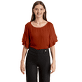 thumbnail image 1 of Moomaya Womens Solid Top, Round Neck Ruffled Bell Sleeves Casual Summer Top, 1 of 7