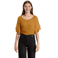 thumbnail image 1 of Moomaya Womens Solid Top, Round Neck Ruffled Bell Sleeves Casual Summer Top, 1 of 7