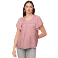thumbnail image 1 of Moomaya Womens Solid Tunic Top Round Neck Flutter Sleeves Casual Summer Top, 1 of 7