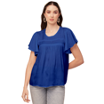 thumbnail image 1 of Moomaya Womens Solid Tunic Top Round Neck Flutter Sleeves Casual Summer Top, 1 of 9