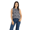 thumbnail image 1 of Moomaya Womens Split Back Tank Top, Sleeveless Round Neck Printed Top, 1 of 7
