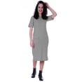 thumbnail image 1 of Moomaya Womens Straight Short Sleeve Dress Plain Casual Relaxed Fit Dresses w/ Pockets, 1 of 7