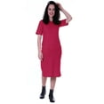 thumbnail image 1 of Moomaya Womens Straight Short Sleeve Dress Plain Casual Relaxed Fit Dresses w/ Pockets, 1 of 7