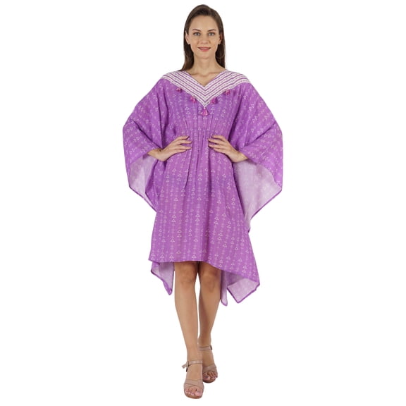 Moomaya Womens Summer Beachwear Party Kimono Kaftan Printed Caftan Gown Maxi Dress