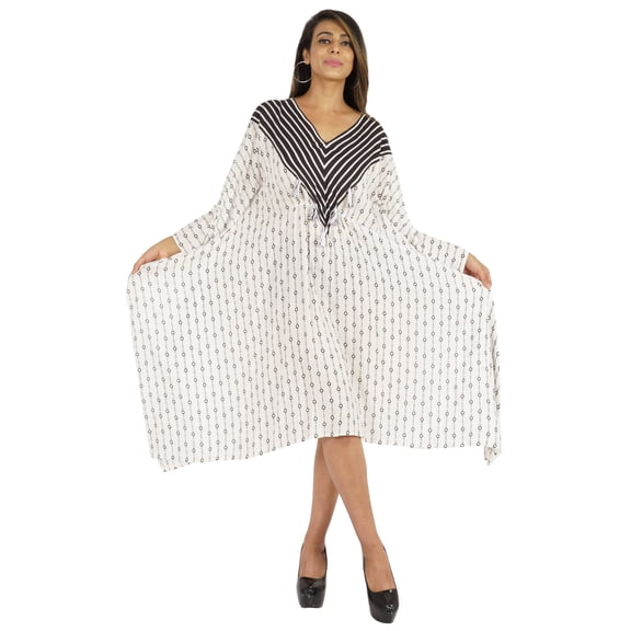 Moomaya Womens Summer Beachwear Party Kimono Kaftan Printed Caftan Gown Maxi Dress