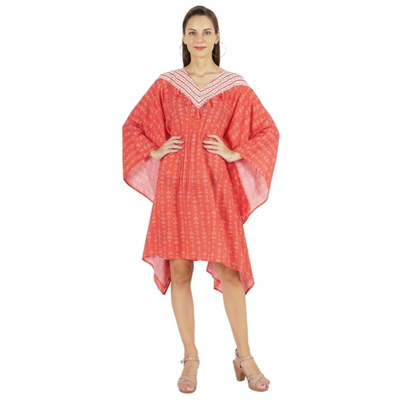 Moomaya Womens Summer Beachwear Party Kimono Kaftan Printed Caftan Gown Maxi Dress