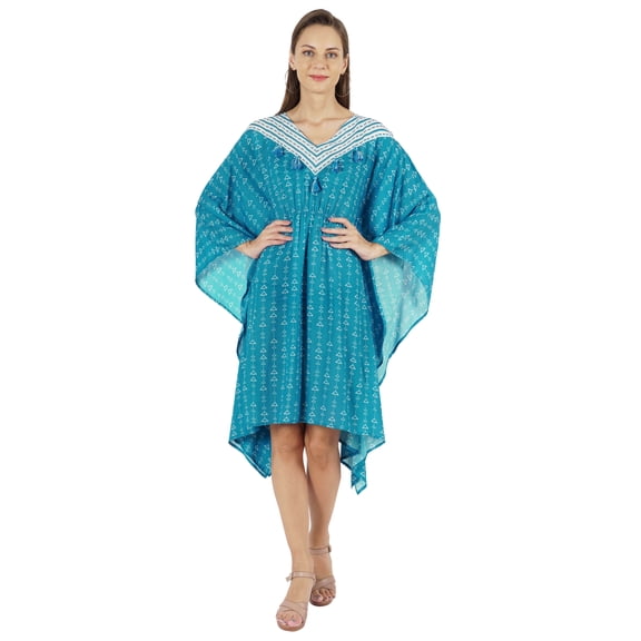 Moomaya Womens Summer Beachwear Party Kimono Kaftan Printed Caftan Gown Maxi Dress