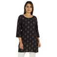 thumbnail image 1 of Moomaya Womens Tops Rayon Block Print Tunic 3/4th Sleeve Tunic Summer Blouse, 1 of 8