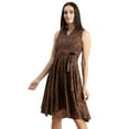 thumbnail image 1 of Moomaya Womens V Neck Printed Dress, Sleeveless Knee Length Smocked Dress, 1 of 9