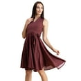 thumbnail image 1 of Moomaya Womens V Neck Printed Dress, Sleeveless Knee Length Smocked Dress, 1 of 8