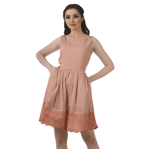 Moomaya Womens Vintage Style Lace Dress Printed Cotton Casual Summer Mini Dress