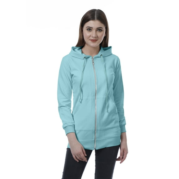 Moomaya Womens Zip Up Hoodie Full Sleeves Top w/ Pockets Casual Hoodies