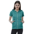 thumbnail image 1 of Moomaya Womens Zip Up Hoodie Short Sleeves Top Pockets Casual Hoodies, 1 of 7