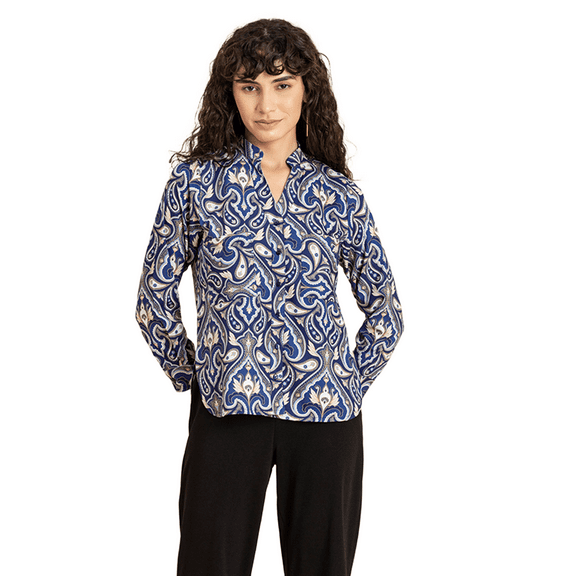 MoomayaWomens PrintedShirt,Button Down Long Shirt With Pockets