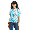 thumbnail image 1 of MoomayaWomens PrintedShort Sleeves Top,Mandarin Collar Everyday Viscose Top, 1 of 1