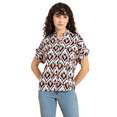 thumbnail image 1 of MoomayaWomens PrintedShort Sleeves Top,Mandarin Collar Everyday Viscose Top, 1 of 8