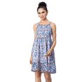 thumbnail image 1 of MoomayaWomens PrintedStrappy Flared Dress, Smocked Frilled Short Dress, 1 of 8