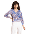 thumbnail image 1 of MoomayaWomens PrintedSurplice Neckline Top, Long Sleeves Designer Cotton Tops, 1 of 8