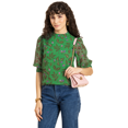 thumbnail image 1 of MoomayaWomens PrintedTurtle Neck Top,Cuffed QuarterSleeves Summer Chic Tops, 1 of 7