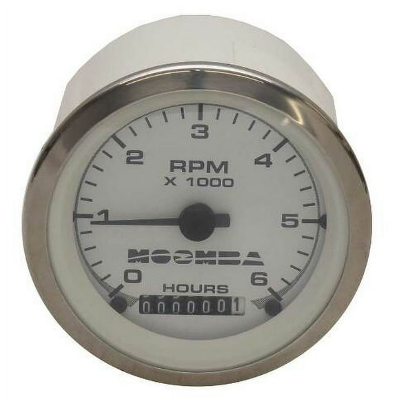 Moomba Boat Tachometer Gauge 102833 | Beede 3 1/4 Inch Silver White 944484