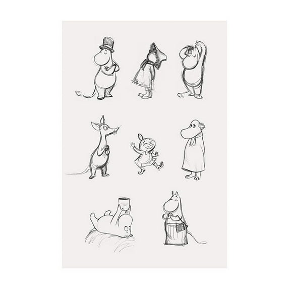 Moomin Characters No1 Print Wall Art, Modern Wall Decor For Living Room Bedroom, 12x18 UNFRAMED