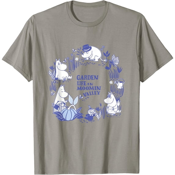 Moomin Garden Life In Moominvalley Blue Print T-Shirt, Vintage Birthday Gift