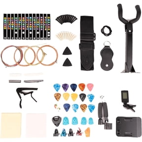 Moomuto 88PCS Acoustic Guitar Accessories Kit,Include Guitar Strings,Tuner,Capo,Picks,3-in-1 Restring Tool,Bridge Pins,Strap,Hanger,Fretboard Stickers