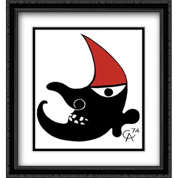 Moon, 1973 2x Matted 26x35 Large Black Ornate Framed Art Print by Alexander Calder