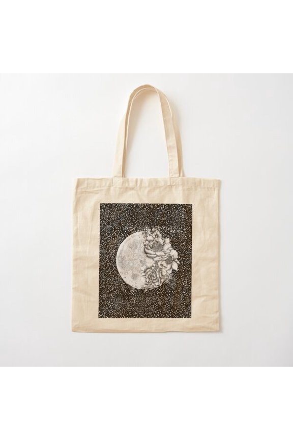 Moon Abloom Canvas Tote Bags, Reusable Shopping Bag