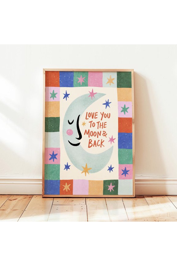 Moon And Back Colorful Playroom Poster Art