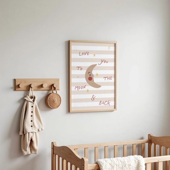 Moon And Back Wall Art Print Neutral Nursery Quote Decor