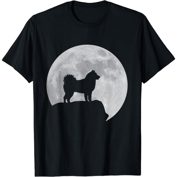 Moon And Dog Silhouette - Alaskan Malamute T-Shirt