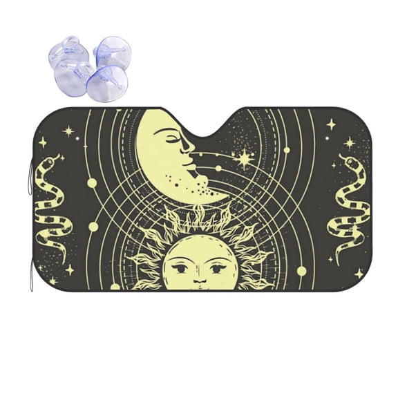 Moon And Star Pattern Car Windshield Sun Shade Universal Fit Auto Sun Visor Protector