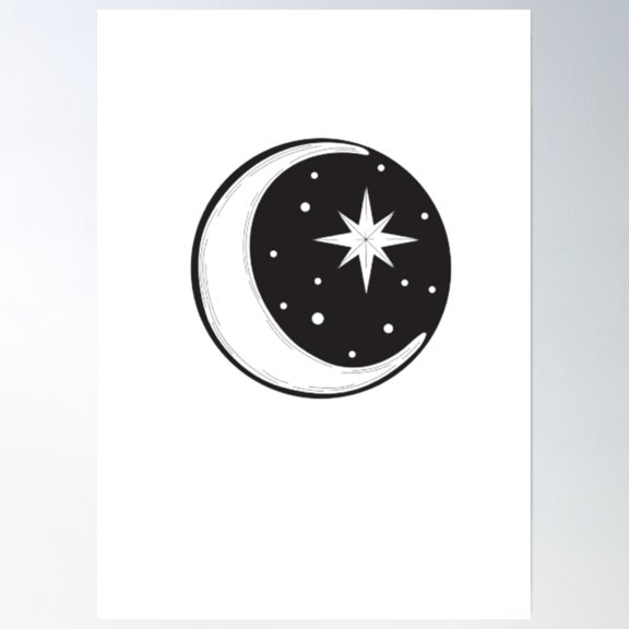 Moon And Star Poster Wall Art, Modern Wall Decor, 8x12 UNFRAMED