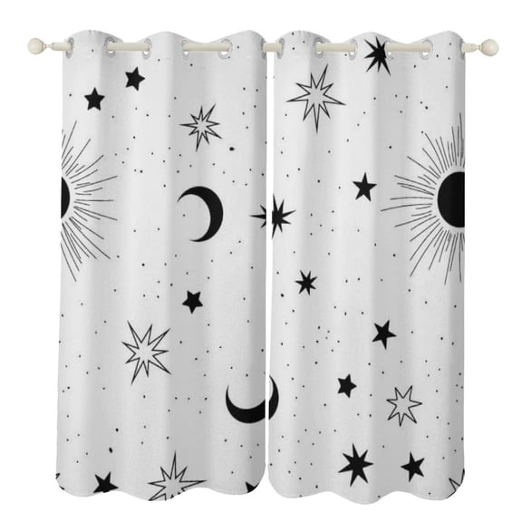 Moon And Star Print 2 Panels 3D Printing Pattern Curtain for Bedroom Living Room Kitchen Window Decoration Home