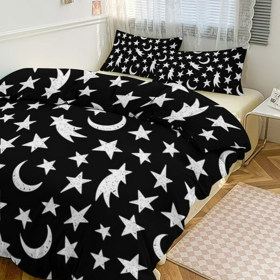 Moon And Star Print Bedding Set Couple Bedclothes Pillowcase Customized Home Textiles Bed Set for Bedroom Decoration