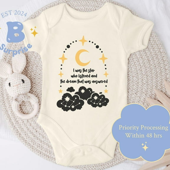 Moon And Stars Baby Onesie, Celestial Design Baby Bodysuit, Dream Wishes Newborn Outfit Cute Baby Onesie, BABY BODYSUIT LAT 4424