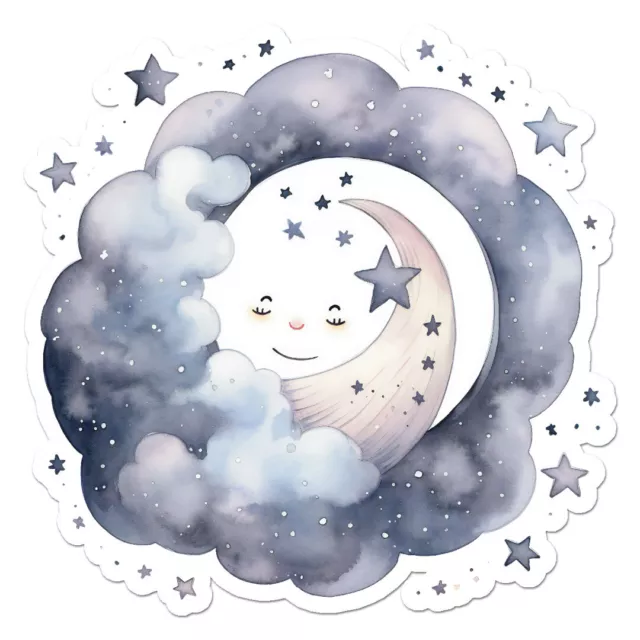 Moon And Stars Night Sticker Phone Decal Water Bottle Stickers Car ...