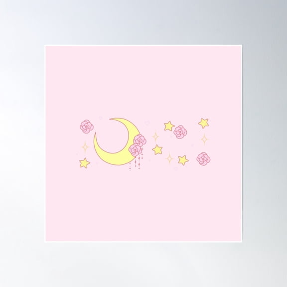 Moon And Stars Poster Wall Art, Modern Wall Decor, 16x16 UNFRAMED