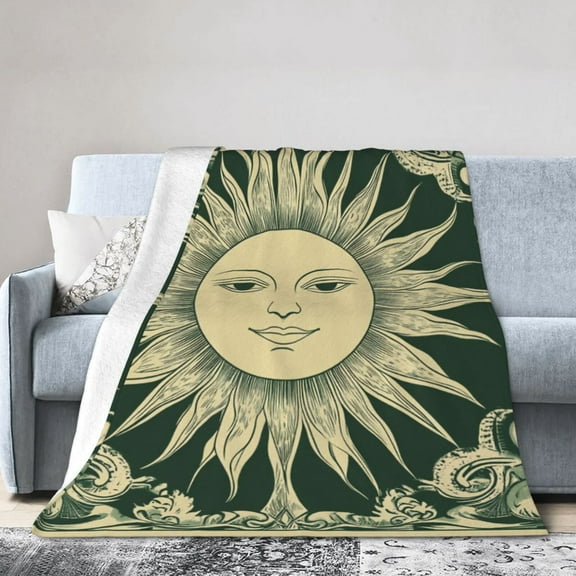 Moon And Sun Flannel Blanket for Adults – Cozy Throw for Sofa Bed or Office Use for All Seasons 60x50