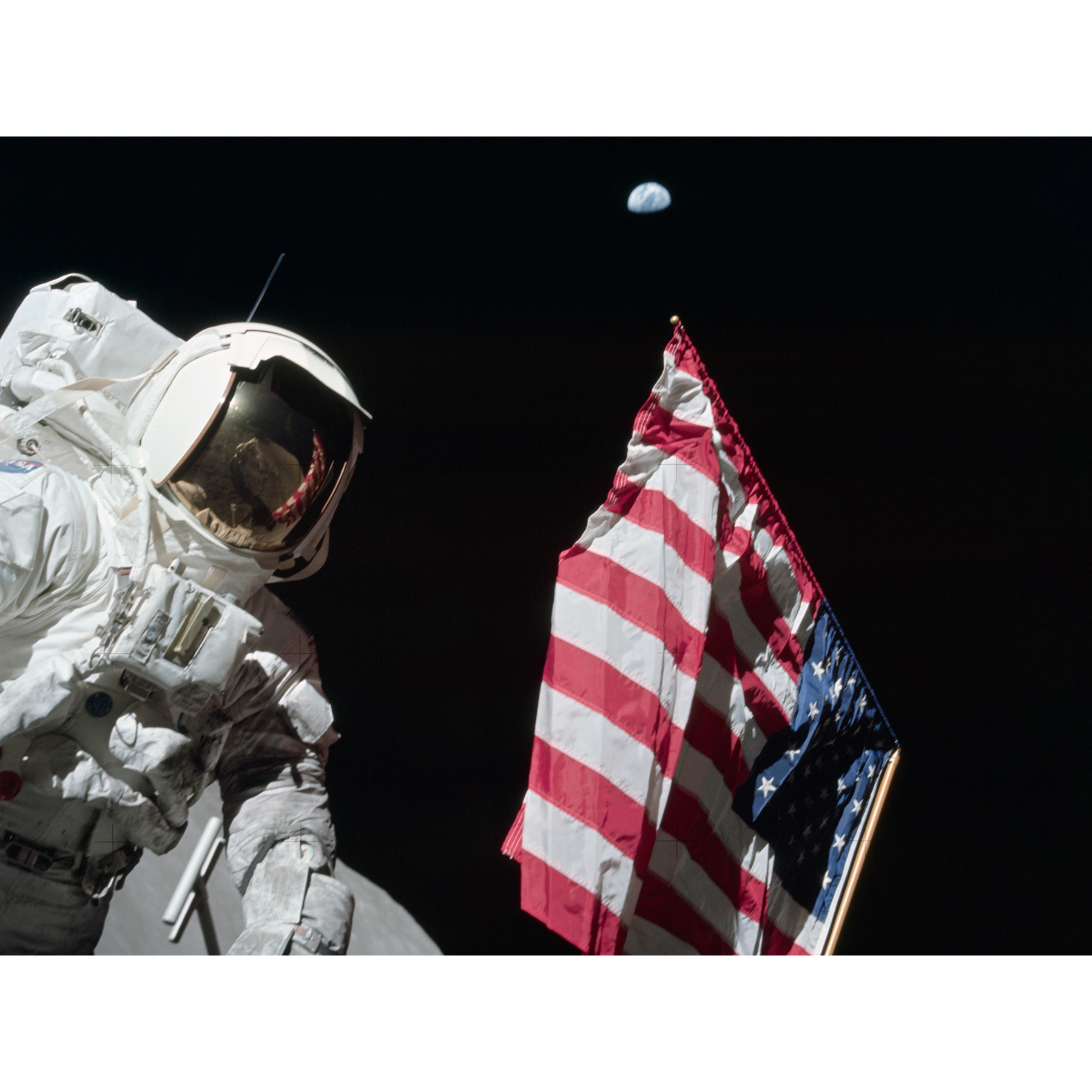 Moon Apollo 17 Astronaut Earth Flag Photo Extra Large Art Print Wall ...