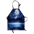 thumbnail image 1 of Moon Apron Full Moon with Calm Sea and Clouds Nature Image Design Cold Winter Night Sky, Unisex Kitchen Bib Apron with Adjustable Neck for Cooking Baking Gardening, Navy Blue White, by Ambesonne, 1 of 3